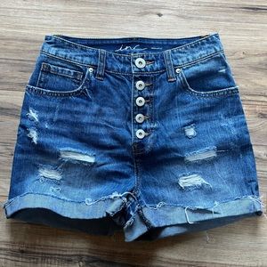 Button front INC Jean shorts distressed size 0